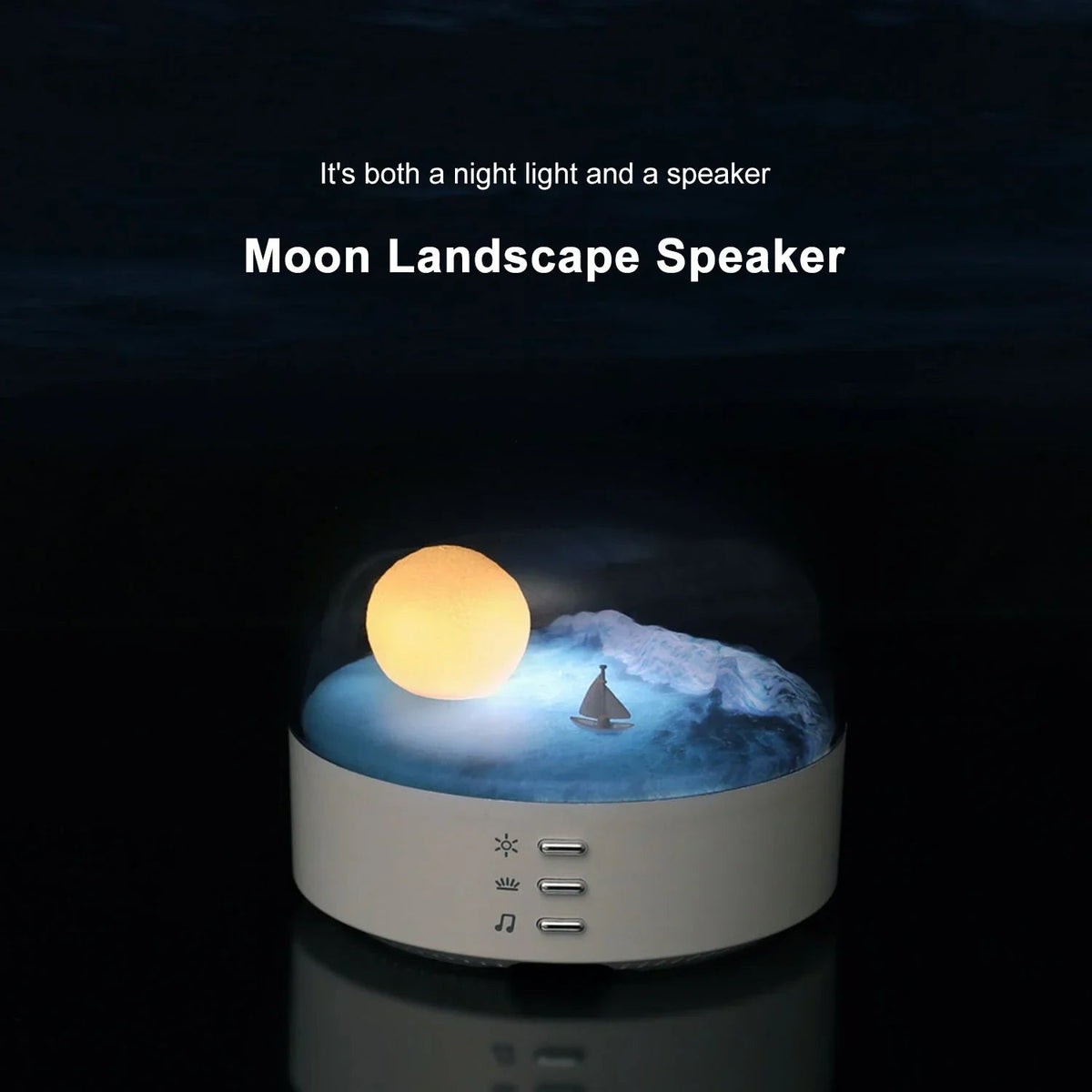 Sikunuo | 3D Mysterious Moon LED Night Light Speaker