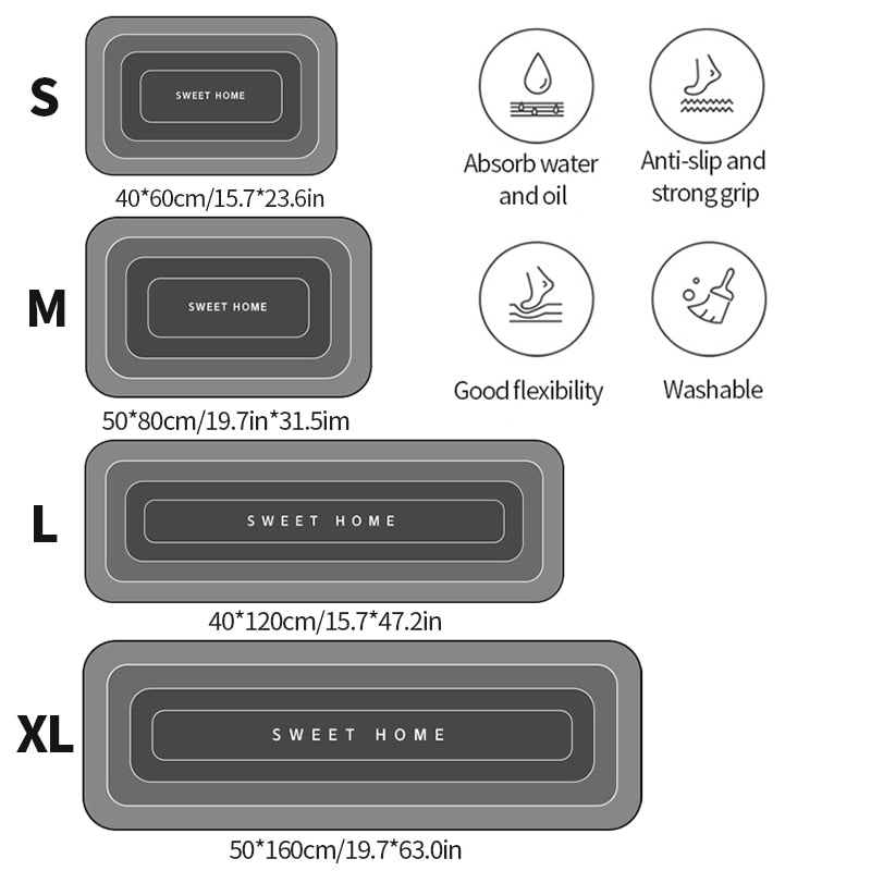 Sikunuo | Modern Water Absorbent Anti-slip Area Rugs