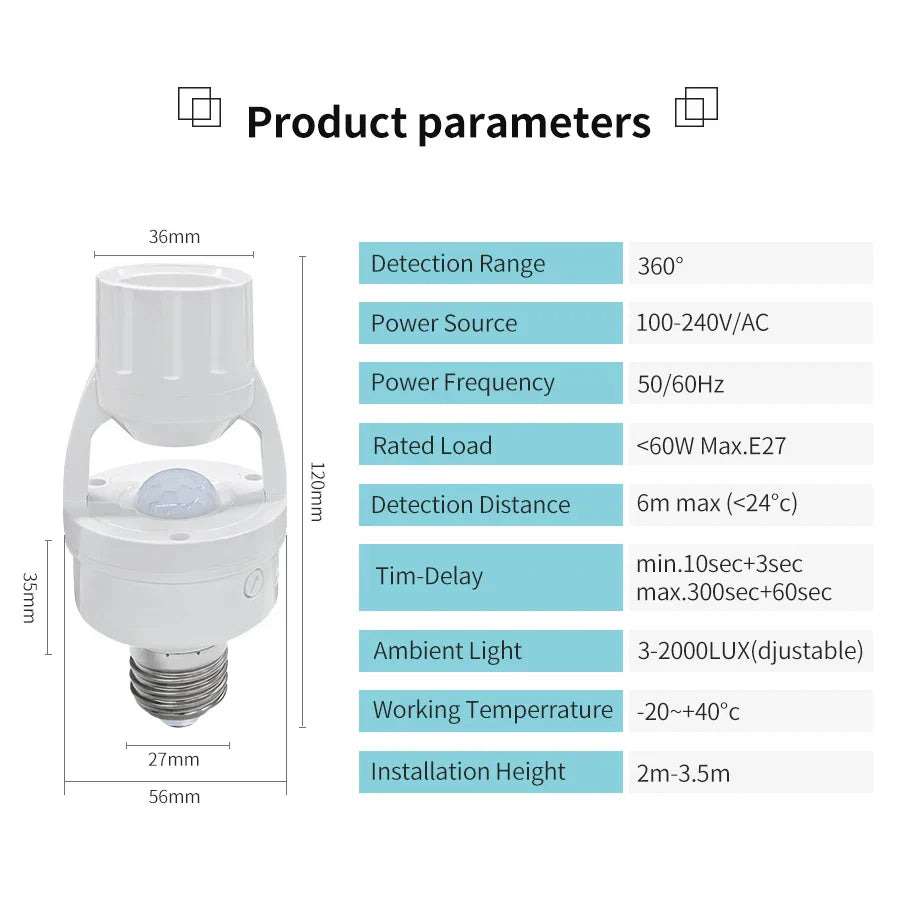 Sikunuo | Motion-Activated Adjustable Smart Light Socket