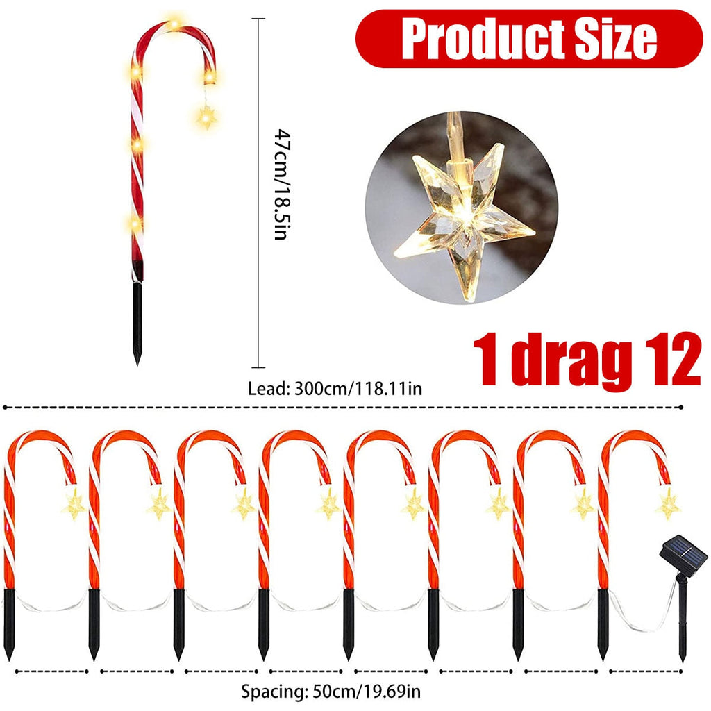 Sikunuo | Candy Cane Lane LED Solar Lamp