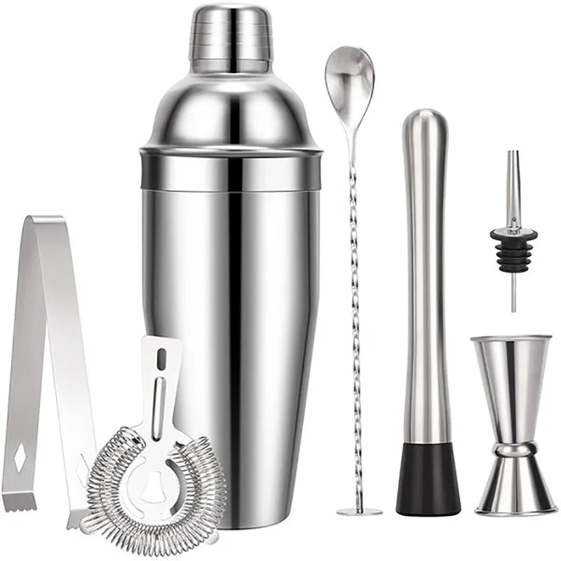 Sikunuo | 550 ml/750 ml Stainless Steel Cocktail Shaker Mixer Drink Bartender Set Bar Set Tools With Wine Rack Stand Tool for Birthday Gift