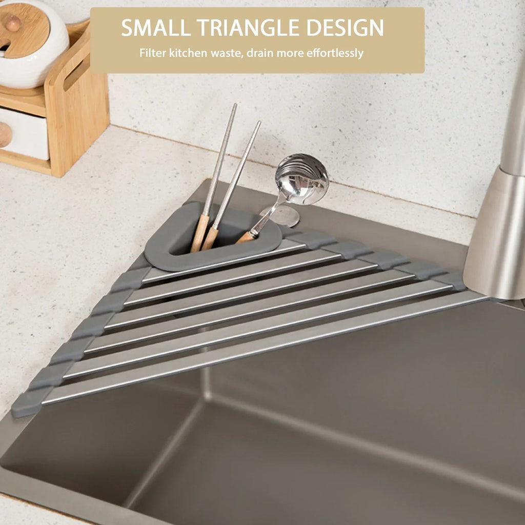 Sikunuo | Sink Mounted Triangle Drainage Rack Kitchen Storage Shelf