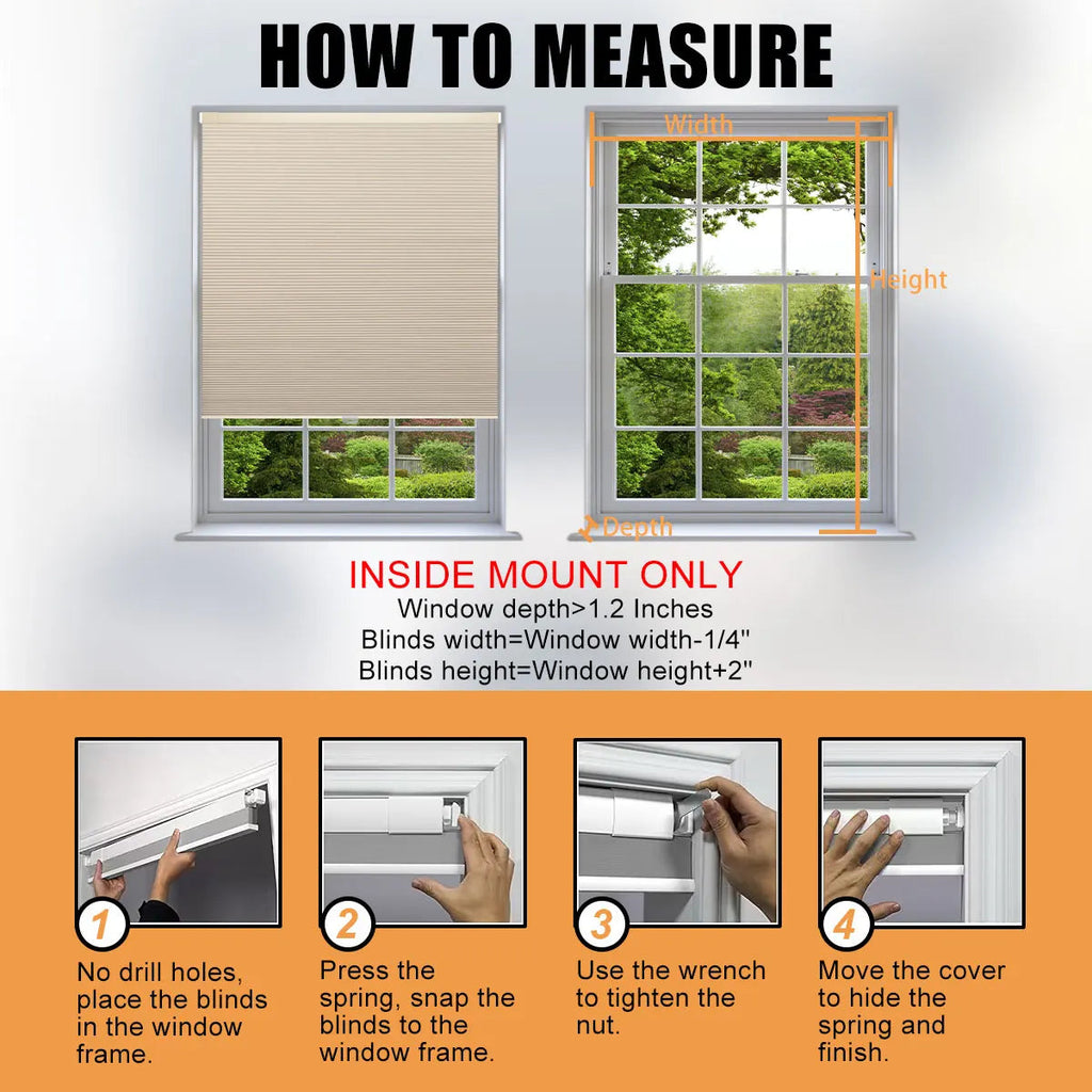 Sikunuo | Blackout No-Drill Cordless Honeycomb Blinds