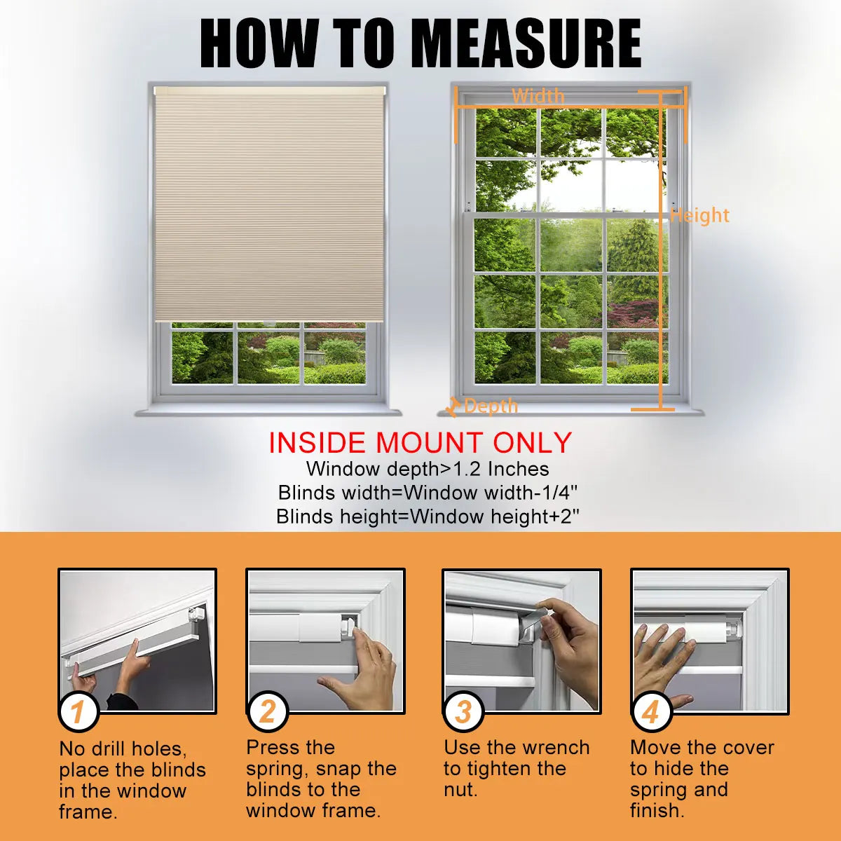 Sikunuo | Blackout No-Drill Cordless Honeycomb Blinds