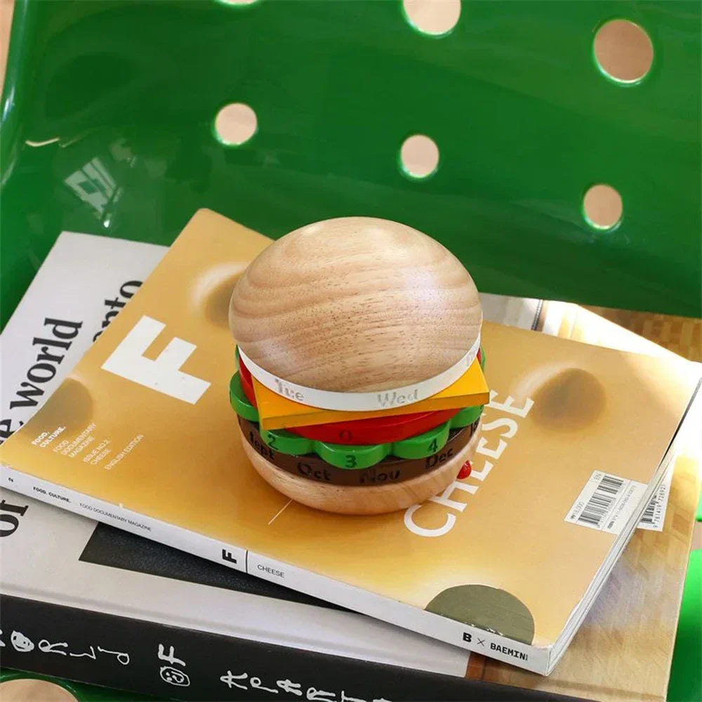 Sikunuo | Rotating Wooden Hamburger Decorative Calender