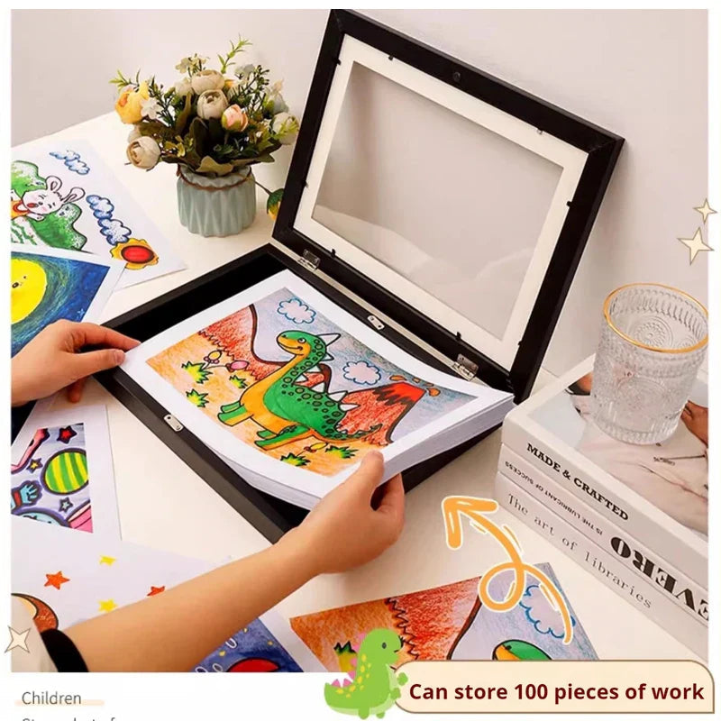 Sikunuo | Magnetic Wooden Kids Easy Open Art Frame