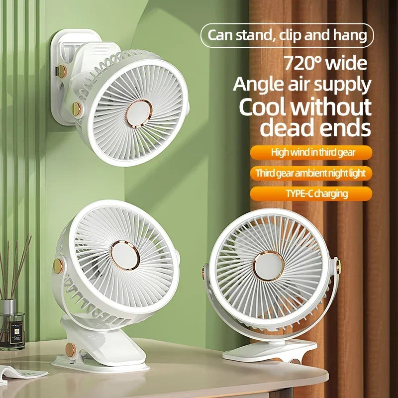 Sikunuo | Multi-Angle Outdoor Clip-On Rechargeable Cooling Fan