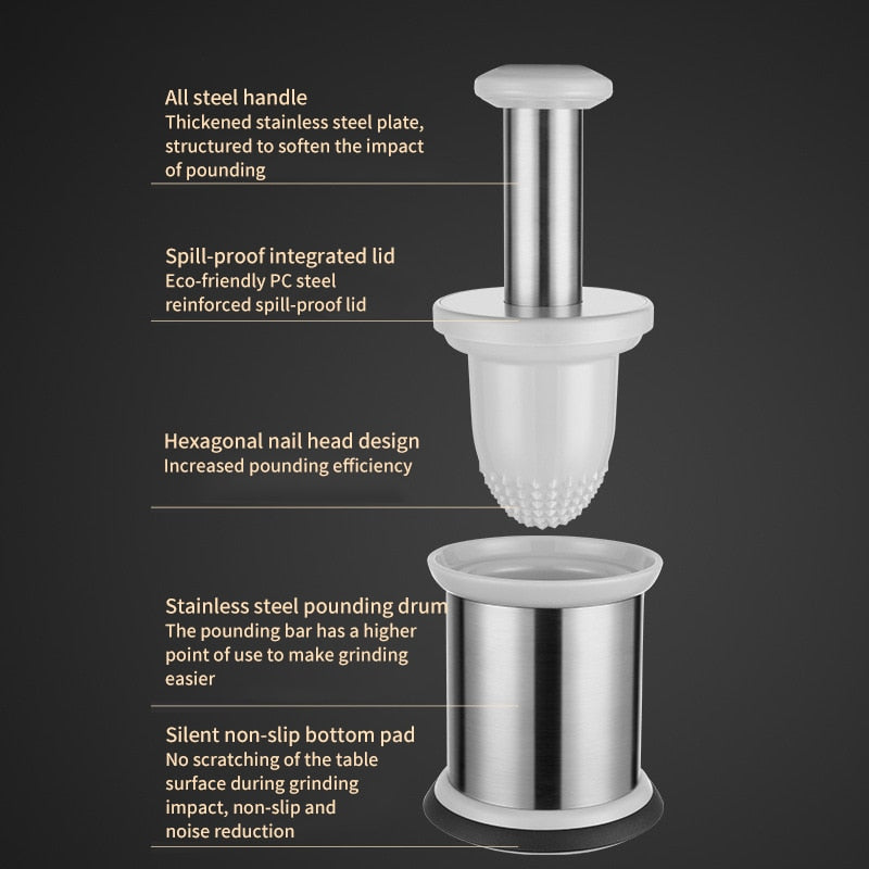 Sikunuo | Easy Food Stainless Steel Garlic Grinder