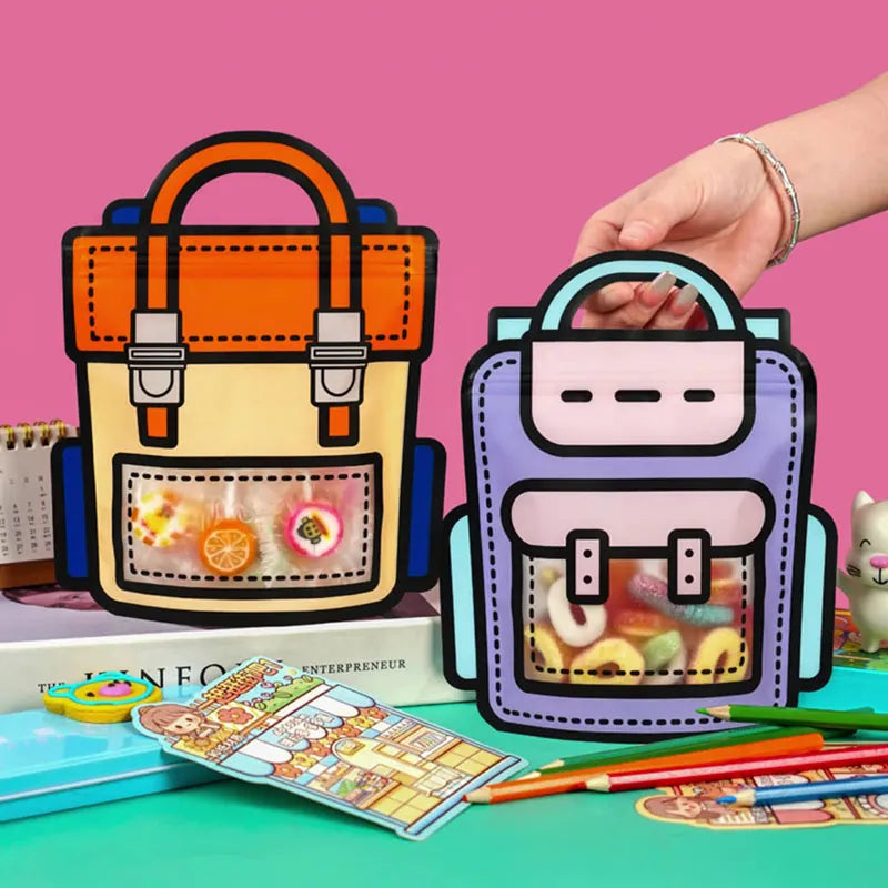 Sikunuo | 50pcs Creative 2D Cartoon Schoolbag