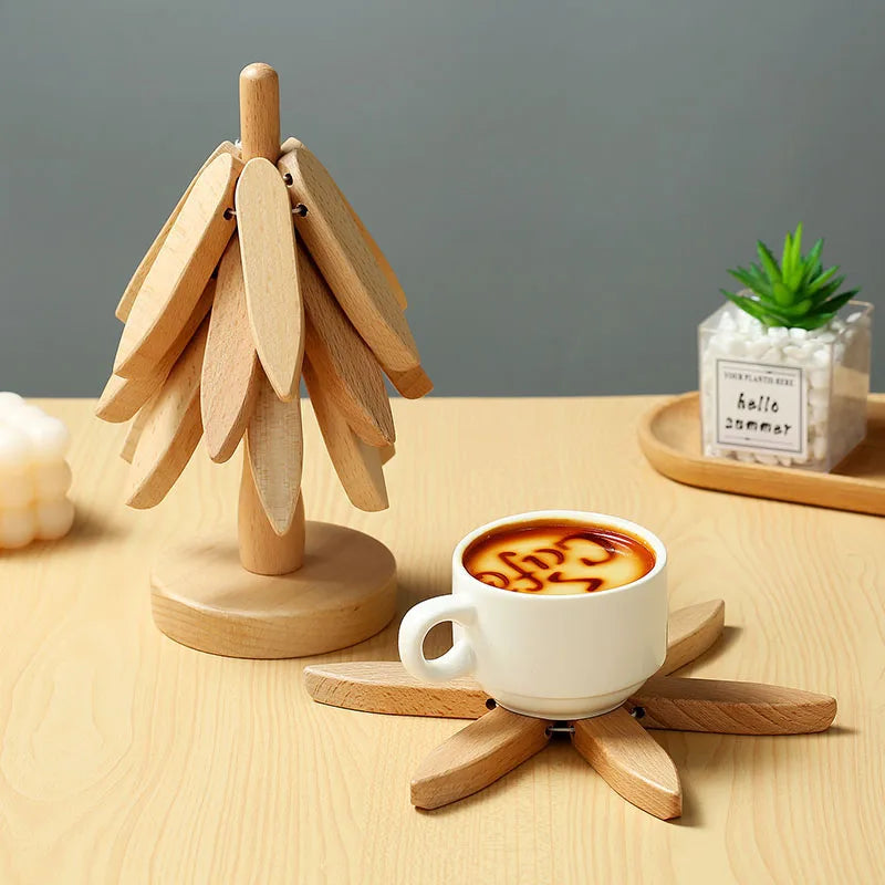 Sikunuo | Wooden Tree Heat Resistant Coaster Set