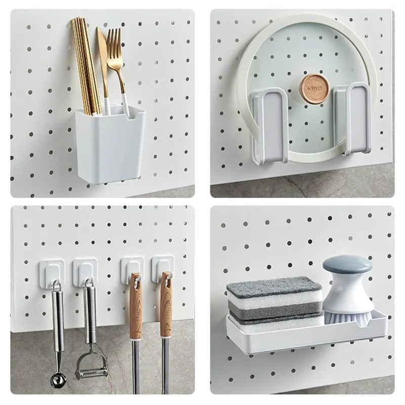 Sikunuo | Kitchen Organizer Wall-Mounted Hole Board Storage Rack