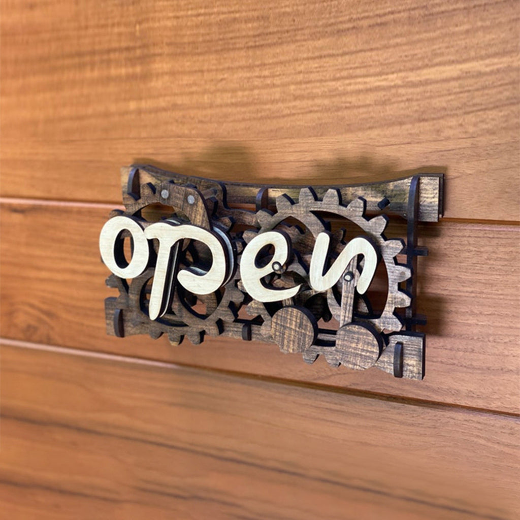 Sikunuo | Wooden Double-Sided Reversible Open Closed Sign
