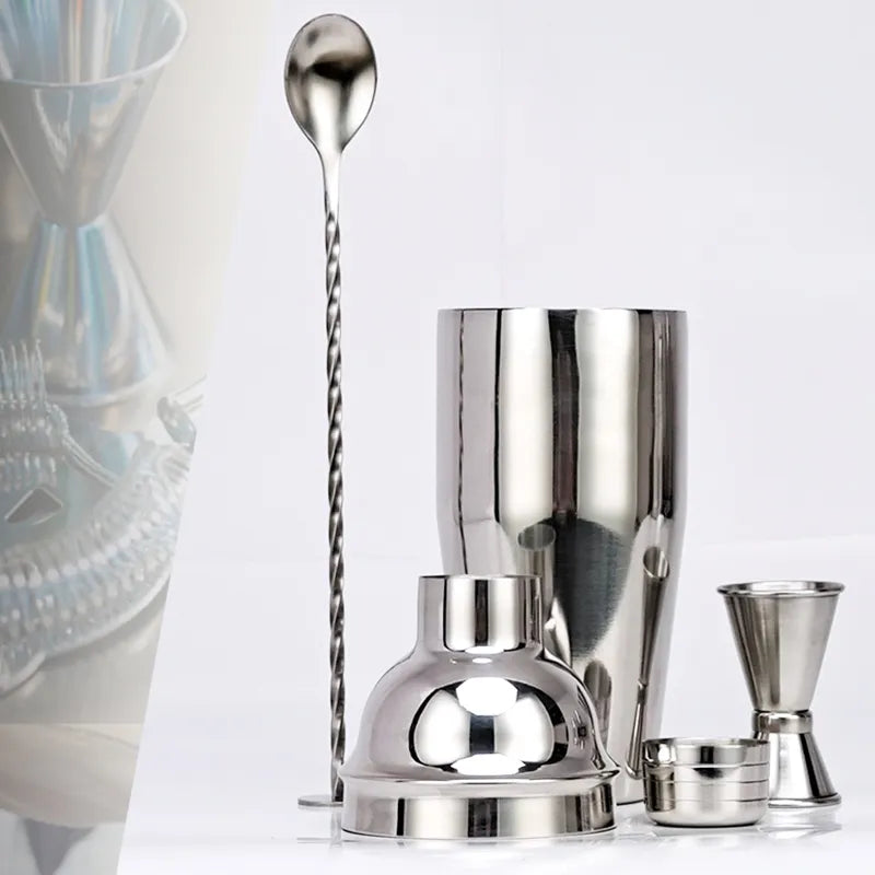 Sikunuo | 550 ml/750 ml Stainless Steel Cocktail Shaker Mixer Drink Bartender Set Bar Set Tools With Wine Rack Stand Tool for Birthday Gift