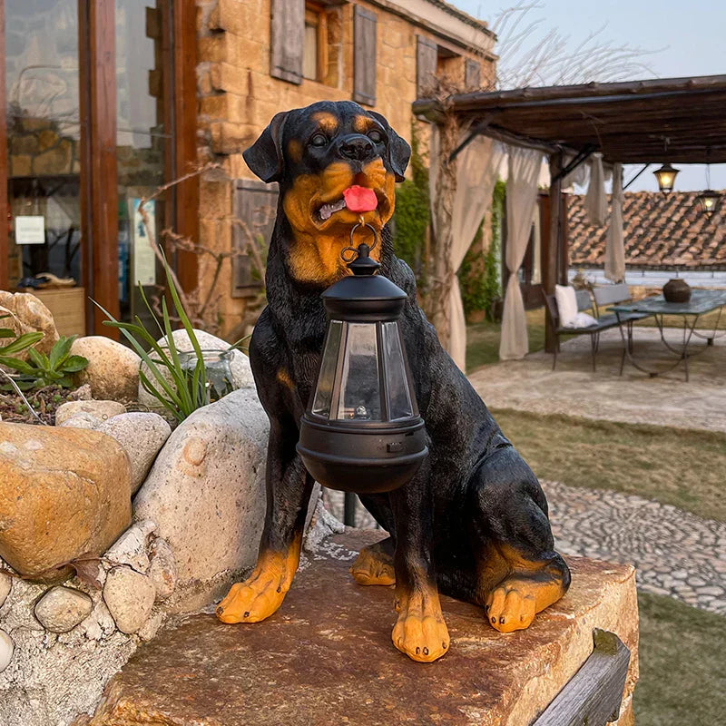 Sikunuo | Solar-Powered Outdoor Resin Dog Statue Lamp