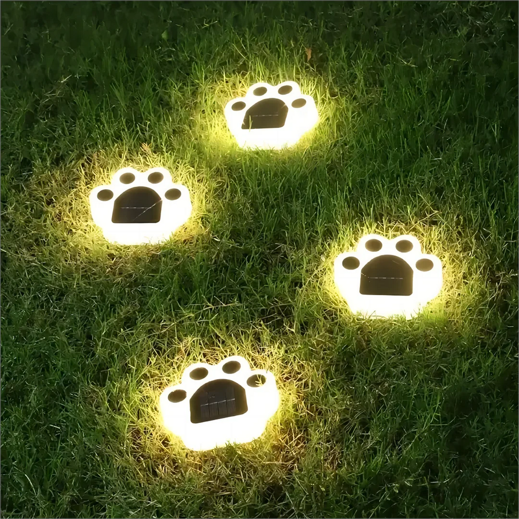 Sikunuo | Glowing Paw LED Solar Pathway Outdoor Lights