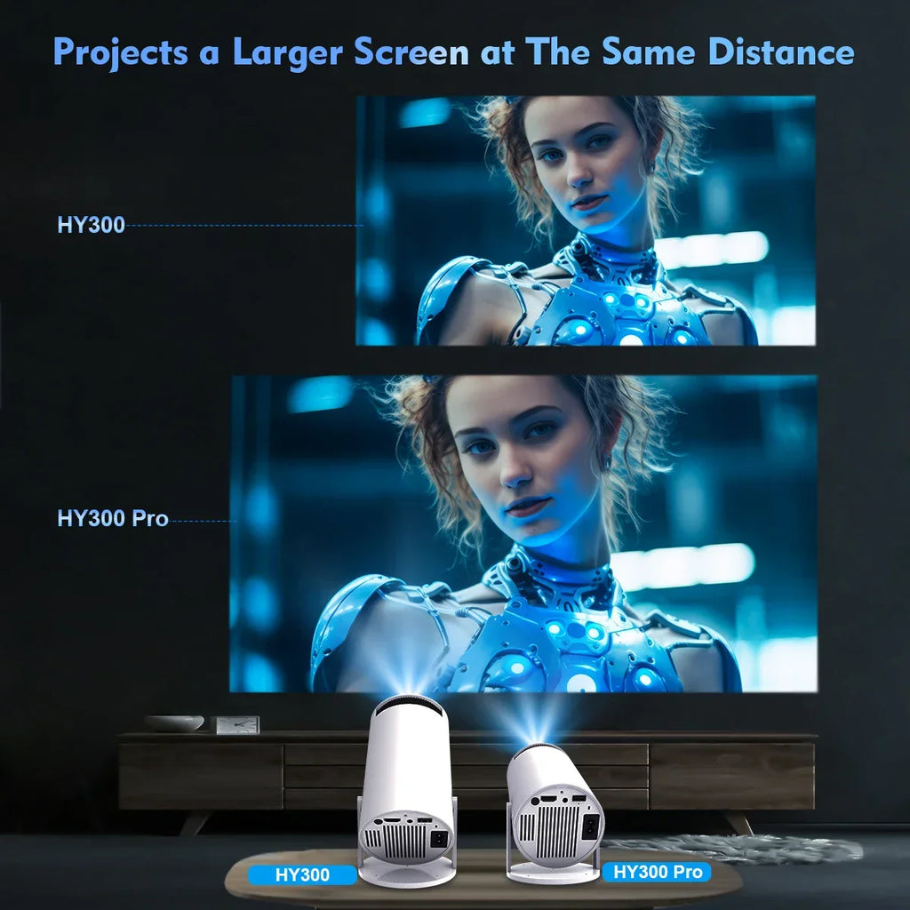 HY300 Pro Smart Mini Projector – Android 11 & 180° Flexible