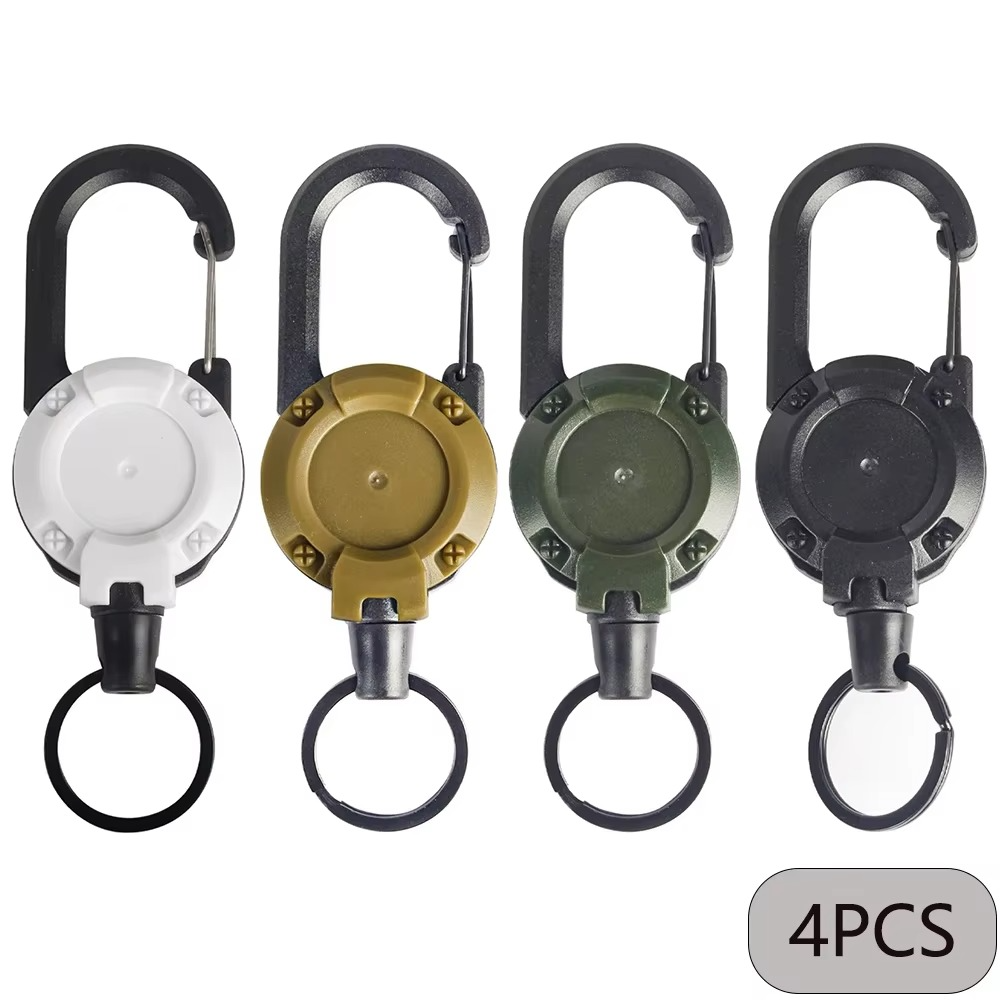 Sikunuo | Heavy-Duty Tactical Retractable Keychain – Multi-Use Outdoor Carabiner Tool