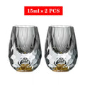 Sikunuo | Crystal Glass Whiskey Glasses Bar Liqueur Sphere Cups Sake and Shochu Double-Walled Thick Bottoms Small Capacity Tea Cups