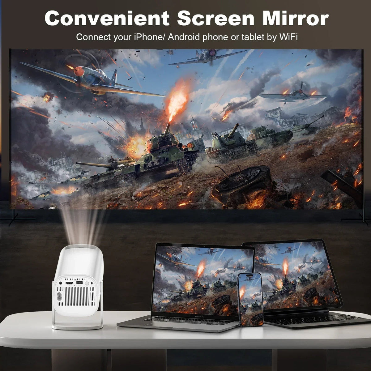 Sikunuo | Smart Mini Android 4K Support Home Cinema Projector
