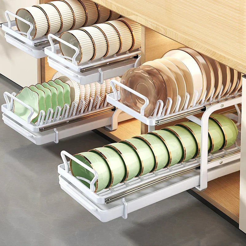 Sikunuo | Kitchen Cabinet Sliding Storage Dish Rack