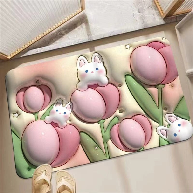Sikunuo | Non-Slip Cartoon Colorful Fun Quick Water Absorbent Mat