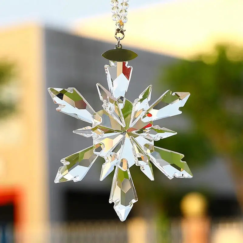 Sikunuo | Transparent Snowflake Rainbow Car Pendant Decor