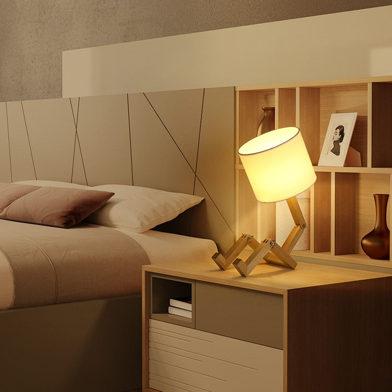 Sikunuo | Thinker Wooden Robot Modern Night Lamp