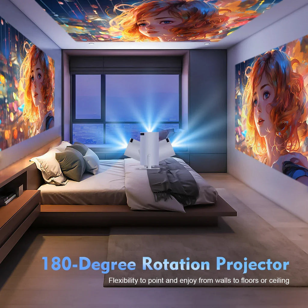 HY300 Pro Smart Mini Projector – Android 11 & 180° Flexible