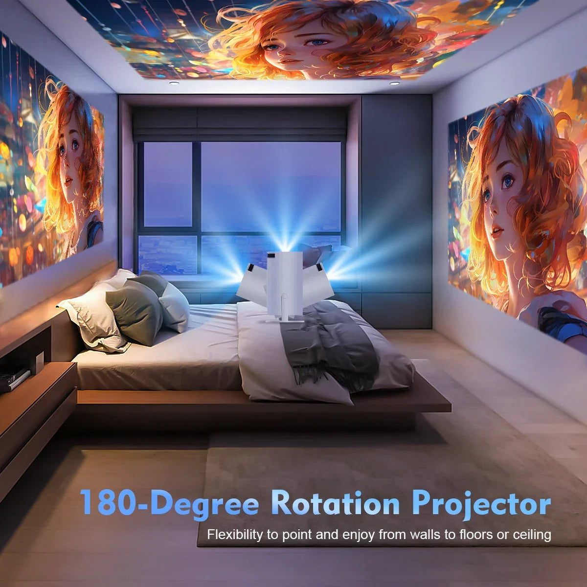 HY300 Pro Smart Mini Projector – Android 11 & 180° Flexible
