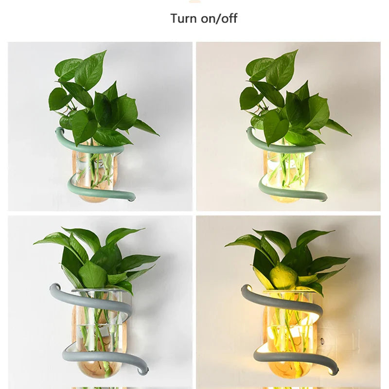 Sikunuo | Nordic Unique Wooden Outdoor Wall Vase Lamp