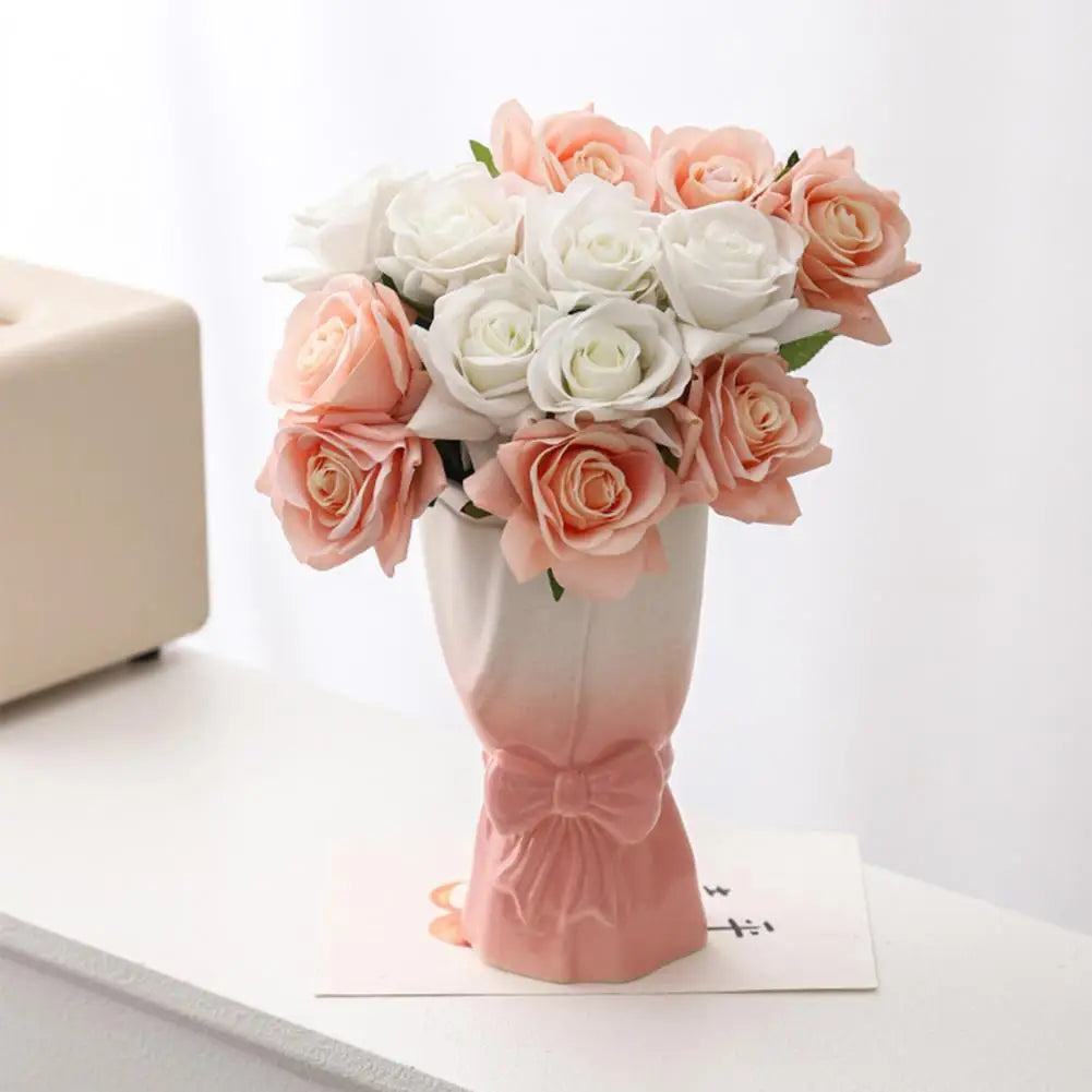 Sikunuo | Ribbon Bow Ceramic Tabletop Flower Vase