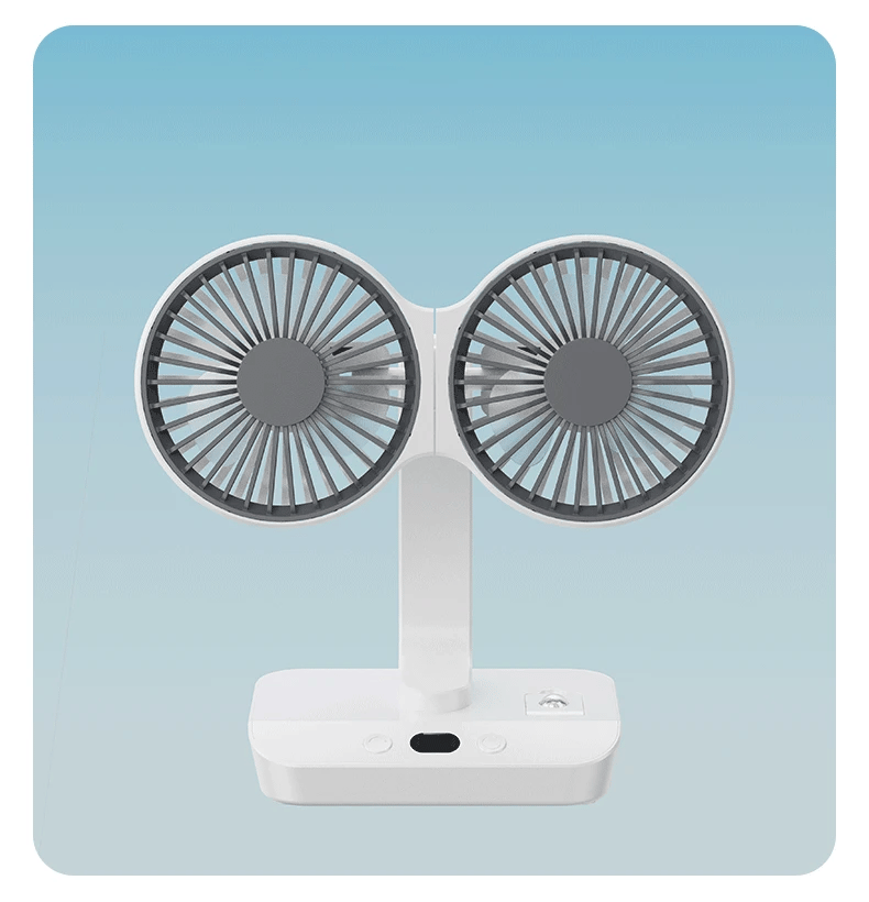 Sikunuo | Adjustable Double-Head Portable Table Fan Night Lamp