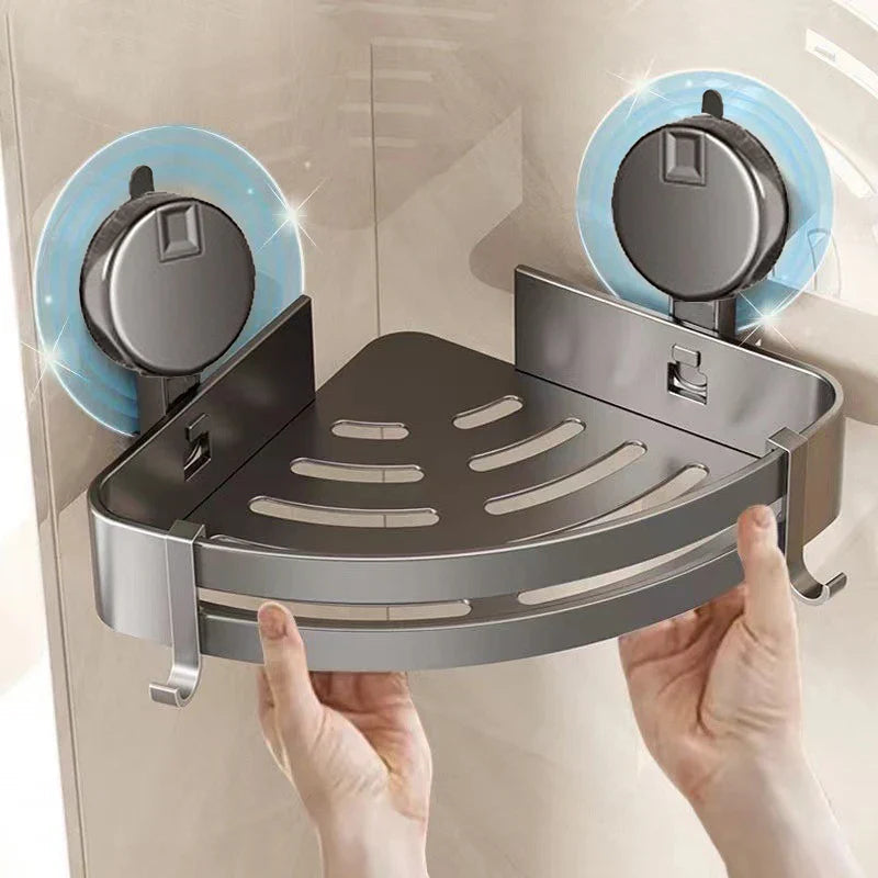 Sikunuo | No-Drill Suction Powered Corner Bathroom Organizer