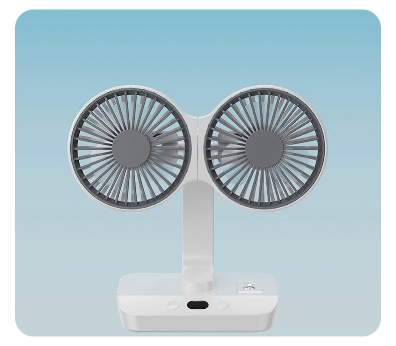 Sikunuo | Adjustable Double-Head Portable Table Fan Night Lamp