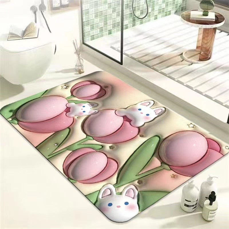 Sikunuo | Non-Slip Cartoon Colorful Fun Quick Water Absorbent Mat