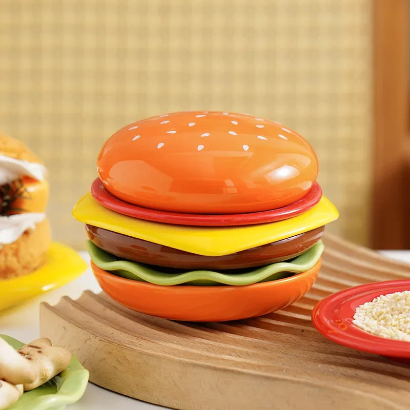 Sikunuo | Mini Stacked Hamburger Ceramic Plate Set