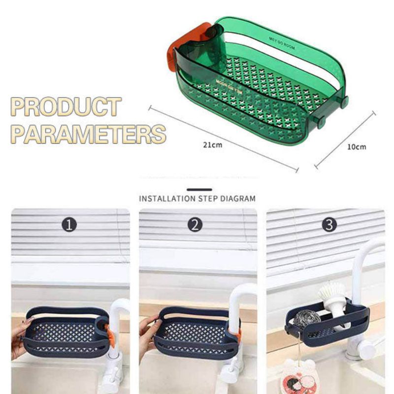 Sikunuo | 2in1 Sponge Holder Sink Organizer Rack