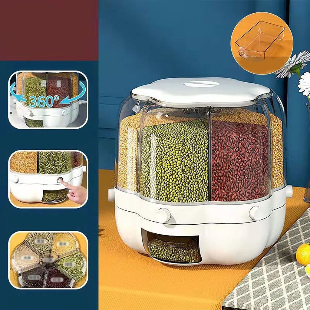 Sikunuo | 6-Grid Rotating Grain Storage Dispenser