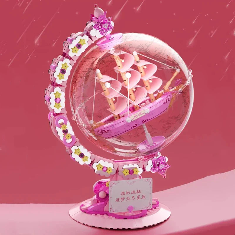Sikunuo | Fantasy Dream Pink Sailboat Globe Decor
