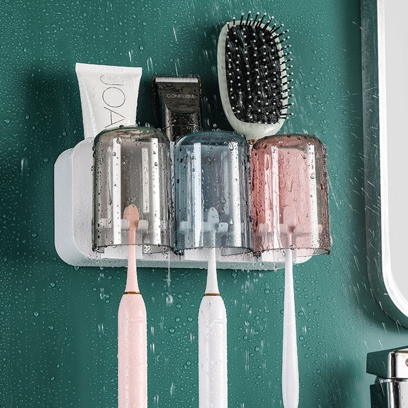 Sikunuo | Wall-Hanging Mouthwash Cup Toothbrush Holder