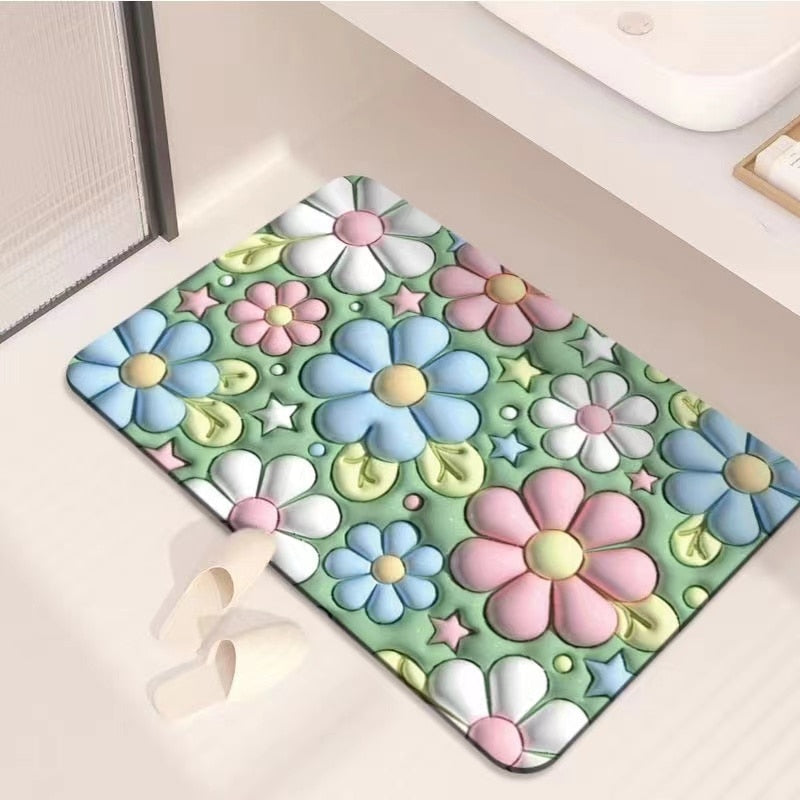Sikunuo | Non-Slip Cartoon Colorful Fun Quick Water Absorbent Mat