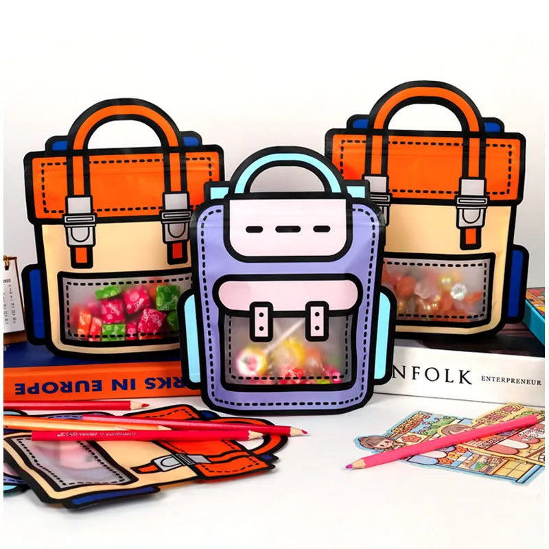 Sikunuo | 50pcs Creative 2D Cartoon Schoolbag