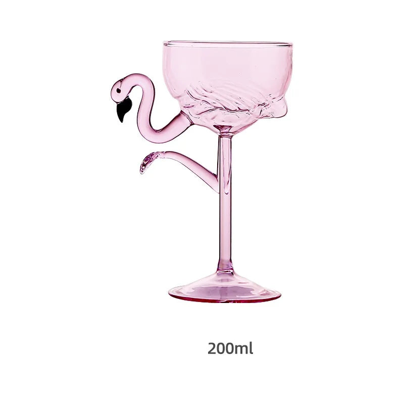 Sikunuo | Pink Flamingo Cocktail Clear Party Glasses