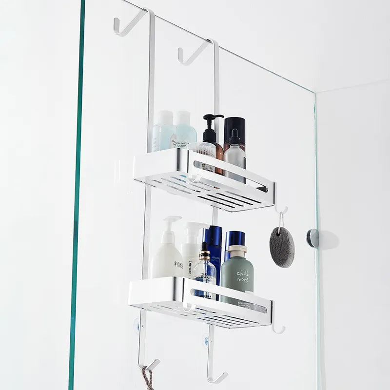 Sikunuo | Sleek Shower Nail-Free Dual Layer Organizer Rack