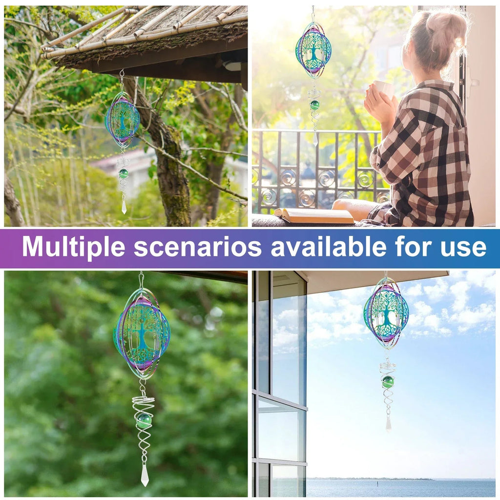 Sikunuo | Stainless Steel Spiral Tail Outdoor 3D Wind Spinners