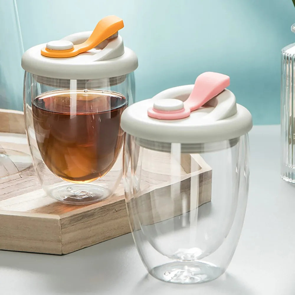Sikunuo | Leak-Proof Double Wall Glass Transparent Mug