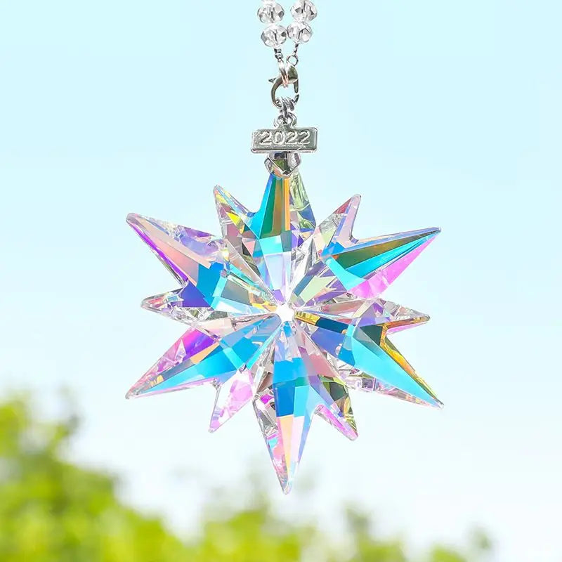 Sikunuo | Transparent Snowflake Rainbow Car Pendant Decor