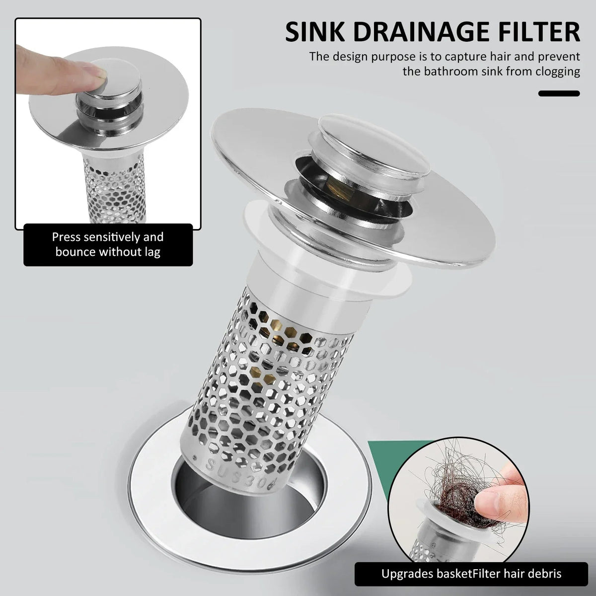 Sikunuo | Sink Drain Anti-Odor Hair Catcher Filter