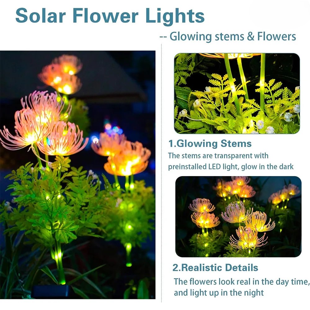 Sikunuo | Soft Pink Glow Solar LED Flower Garden Light