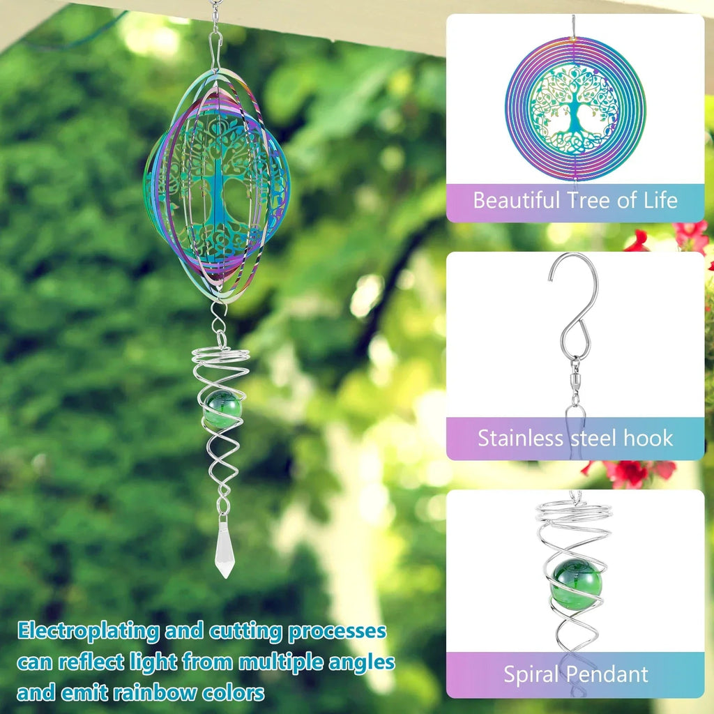 Sikunuo | Stainless Steel Spiral Tail Outdoor 3D Wind Spinners